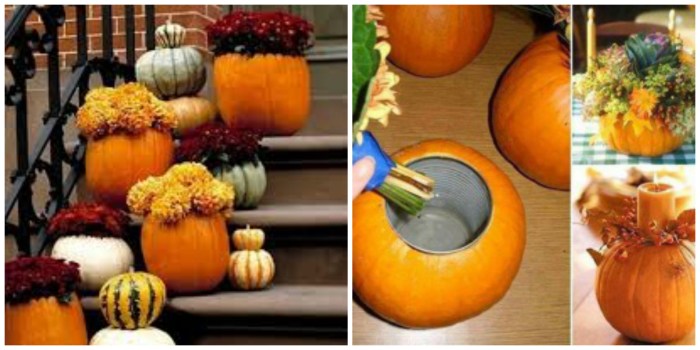 Leuke herfst decoratie  gemaakt met pompoenen