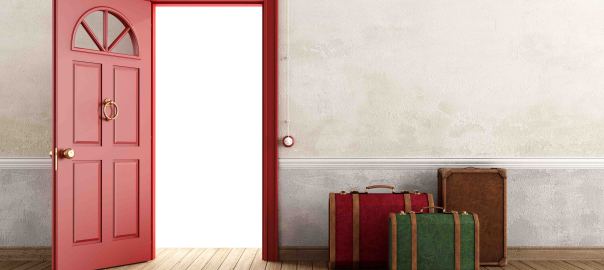 Vintage empty interior with travel bags